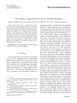 Twin Tsunamis Triggered by the 12 January 2010 Haiti Earthquake