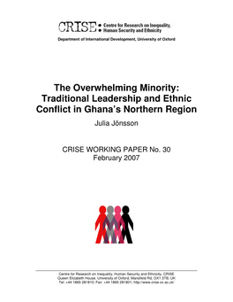 The Overwhelming Minority: Traditional Leadership and Ethnic Conflict in Ghana’S Northern Region