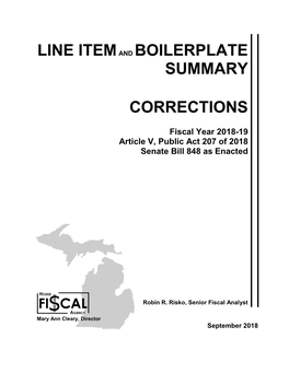 Line Item and Boilerplate Summary: Corrections