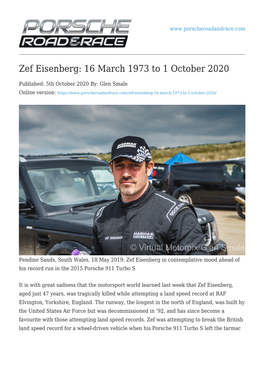 Zef Eisenberg: 16 March 1973 to 1 October 2020