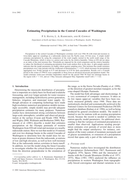 Estimating Precipitation in the Central Cascades of Washington