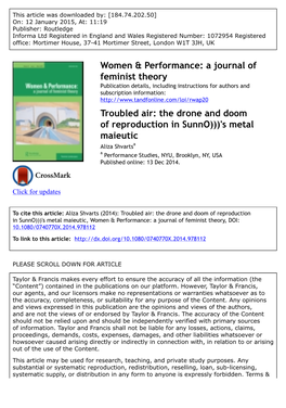 Troubled Air: the Drone and Doom of Reproduction In