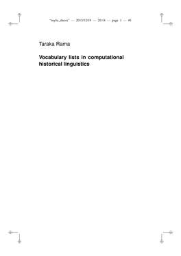 Taraka Rama Vocabulary Lists in Computational Historical Linguistics