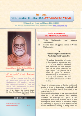 Om VEDIC MATHEMATICS AWARENESS YEAR