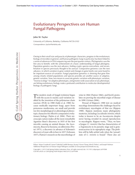 Evolutionary Perspectives on Human Fungal Pathogens