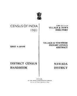 Village & Townwise Primary Census Abstract, Nawada District, Series-4