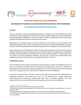 EU REINTEG Key Learnings and Critical Gaps