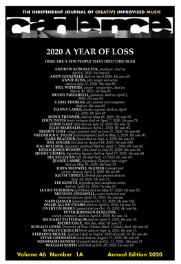 2020 a Year of Loss Here Are a Few People That Died This Year