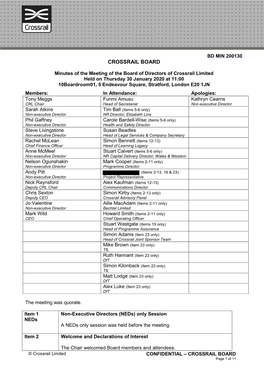 Crossrail Board Minutes 30 January 2020