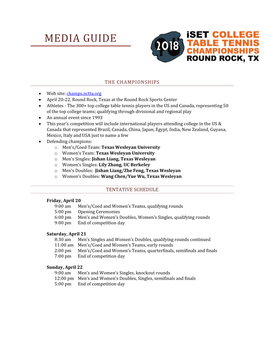 2018 NCTTA Media Guide