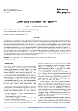 On the Ages of Exoplanet Host Stars�,