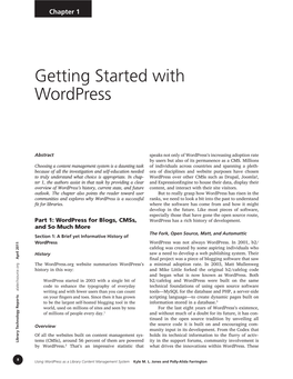 Getting Started with Wordpress