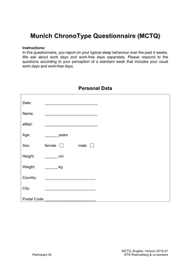 Munich Chronotype Questionnaire (MCTQ)