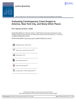 Evaluating Contemporary Crime Drops in America