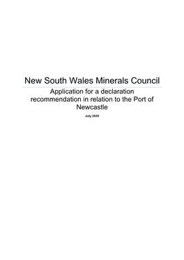 New South Wales Minerals Council Application for a Declaration Recommendation in Relation to the Port of Newcastle