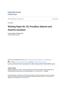 Working Paper No. 05, Proudhon, Bakunin and Anarcho-Socialism