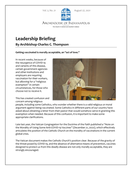 Leadership Briefing by Archbishop Charles C