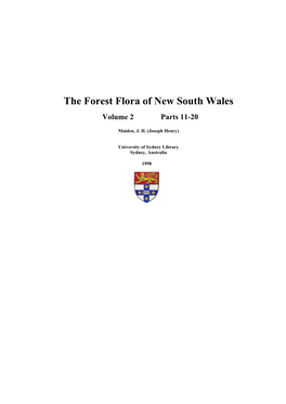 The Forest Flora of New South Wales Volume 2 Parts 11-20