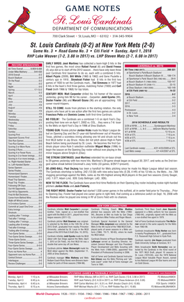 St. Louis Cardinals (0-2) at New York Mets (2-0) Game No