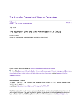 The Journal of ERW and Mine Action Issue 11.1 (2007)