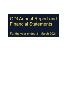 ODI Annual Report and Financial Statements