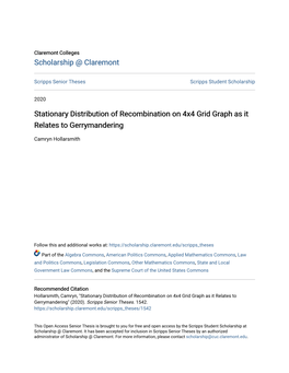 Stationary Distribution of Recombination on 4X4 Grid Graph As It Relates to Gerrymandering