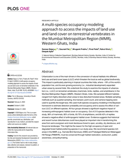 A Multi-Species Occupancy Modeling Approach to Access the Impacts Of