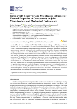 Joining with Reactive Nano-Multilayers: Influence of Thermal Properties of Components on Joint Microstructure and Mechanical Performance