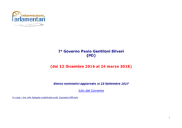 I° Governo Paolo Gentiloni Silveri (PD)