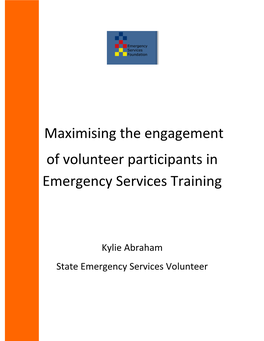 Maximising the Engagement of Volunteer Participants in Emergency Services Training