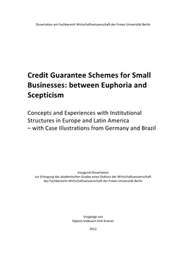 Credit Guarantee Schemes for Small Businesses: Between Euphoria and Scepticism