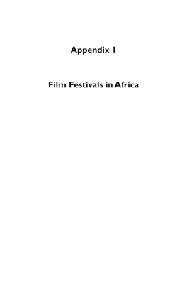 Appendix 1 Film Festivals in Africa