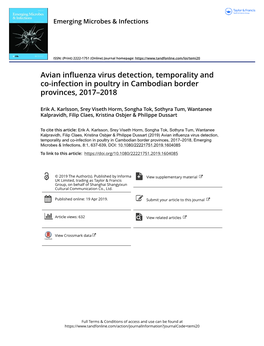 Avian Influenza Virus Detection, Temporality and Co-Infection in Poultry in Cambodian Border Provinces, 2017–2018