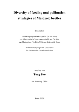 Diversity of Feeding and Pollination Strategies of Mesozoic Beetles