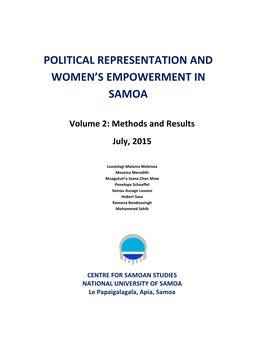 Political Representation and Women's Empowerment in Samoa