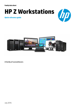 HP Z Workstations Quick Reference Guide