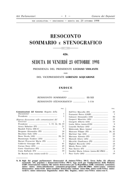 Seduta Di Venerdi`23 Ottobre 1998