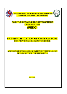 Pre-Qualification of Contractors for Providing Solar System Under