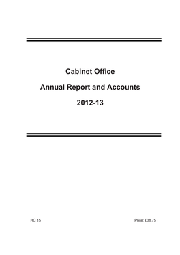 Cabinet Office Annual Report and Accounts 2012-13