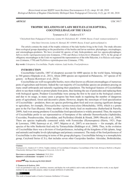 Trophic Relations of Lady Beetles