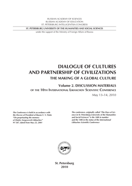 Dialogue of Cultures and Partnership of Civilizations the Making of a Global Culture