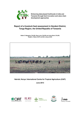 Report of a Livestock Feed Assessment in Handeni District, Tanga Region, the United Republic of Tanzania