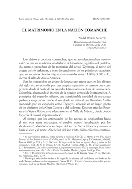 El Matrimonio En La Nación Comanche Vidal Rivera Sabatés