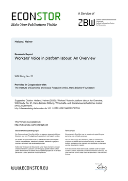 Workers' Voice in Platform Labour: an Overview