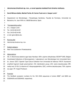 Aeromonas Bivalvium Sp. Nov., a Novel Species Isolated from Bivalve Molluscs