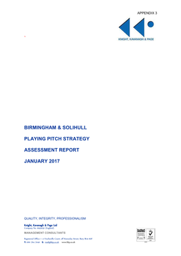 Birmingham & Solihull Playing Pitch Strategy Assessment Report January