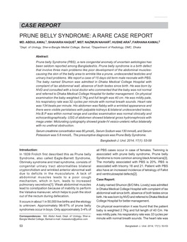 Case Report Prune Belly Syndrome: a Rare Case Report Md