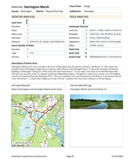 Scenic Area Harrington Marsh View Points Bridge County Washington District: Pleasant River Bay Subdistricts Harrington DESKTOP ANALYSIS FIELD ANALYSIS