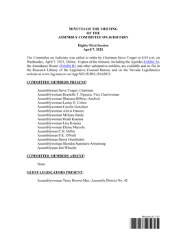 Assembly Committee on Judiciary-4/7/2021