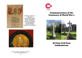 Commemoration of the Centenary of World War 1 St Peter & St Paul